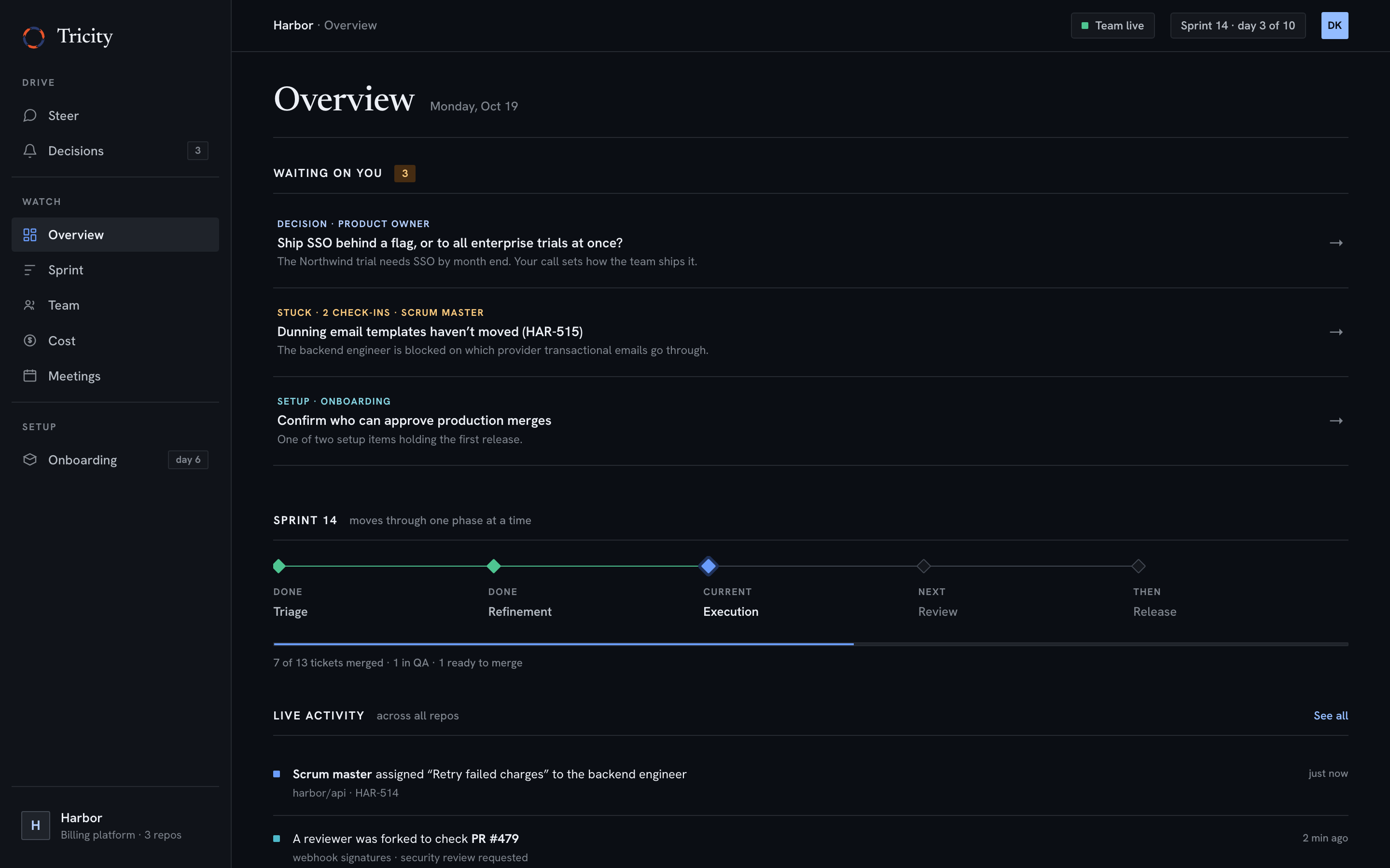 The Tricity overview: what needs you, and what the team is working on